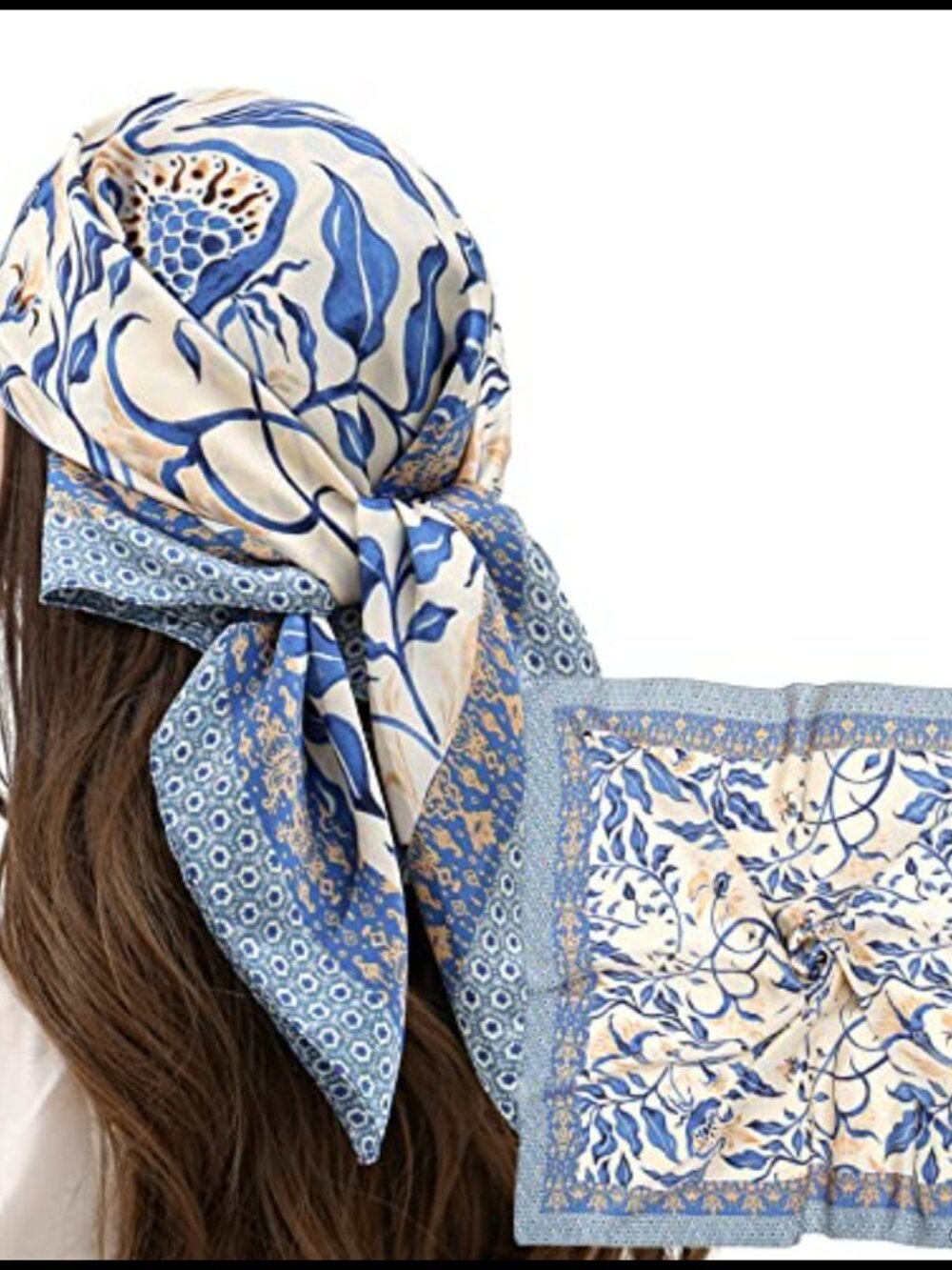 Satin Silk Feel Square Hair Scarf Neck Wrap Polyester 27.5"